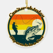 魚釣りおもしろいは今日は動けない腕がギプス中だ セラミックオーナメント (正面)