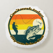 魚釣りおもしろいは今日は動けない腕がギプス中だ ラウンドクッション (正面)