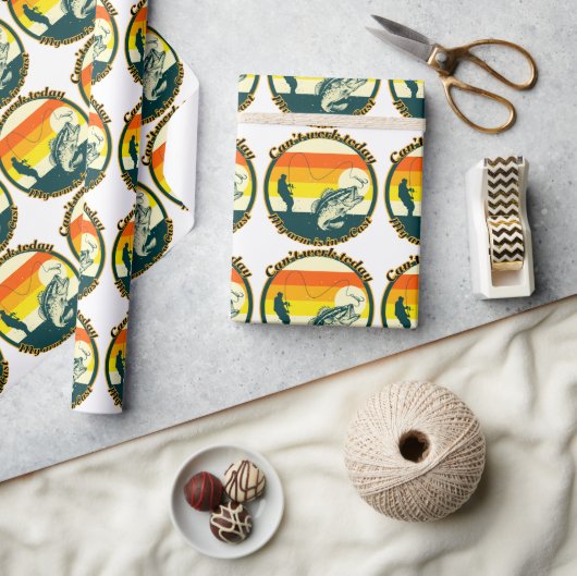 魚釣りおもしろいは今日は動けない腕がギプス中だ ラッピングペーパー (クラフト)