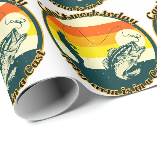 魚釣りおもしろいは今日は動けない腕がギプス中だ ラッピングペーパー (ロールコーナー)