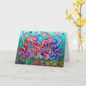 魚釣りおもしろいアートカード カード (黄色い花)