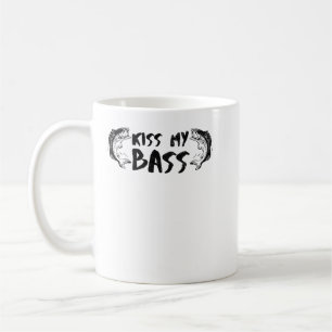 魚釣りおもしろいキスマイバスブラック文字とBass Fi コーヒーマグカップ