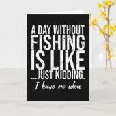 魚釣りおもしろいギフトアイディア カード (黄色い花)