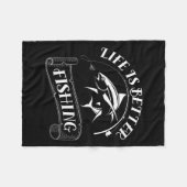 魚釣りおもしろいギフト人生は良い魚釣り フリースブランケット (正面(横))