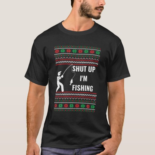 魚釣りおもしろいクリスマスの醜いセーターFisのためのギフト Tシャツ (正面)