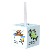 魚釣りおもしろいクリスマスキューブオーナメント キューブオーナメント (裏面アングル)