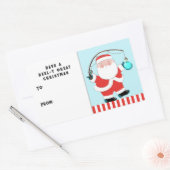 魚釣りおもしろいクリスマスギフトタグ 長方形シール (封筒)