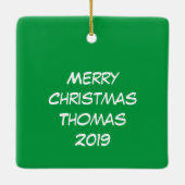 魚釣りおもしろいクリスマスバスフィッシュかわいい漫画 セラミックオーナメント (裏面)