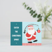 魚釣りおもしろいクリスマスホリデーハガキ シーズンポストカード (スタンド正面)