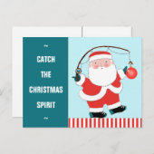 魚釣りおもしろいクリスマスホリデーハガキ シーズンポストカード (正面/裏面)