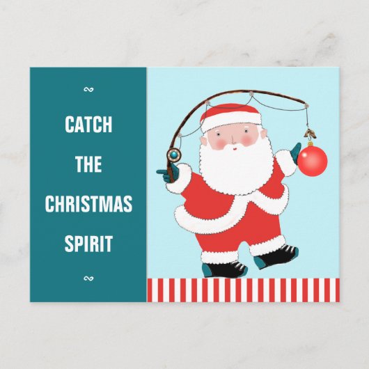 魚釣りおもしろいクリスマスホリデーハガキ シーズンポストカード (正面)