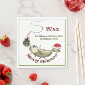 魚釣りおもしろいクリスマス – フィッシュメリースミスタントー スタンダードランチョンナプキン (インサイチュ)