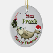 魚釣りおもしろいクリスマス – フィッシュメリースミスタントー セラミックオーナメント (右)