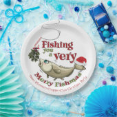 魚釣りおもしろいクリスマス – フィッシュメリースミスタントー ペーパープレート (パーティー)