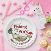 魚釣りおもしろいクリスマス – フィッシュメリースミスタントー ペーパープレート (パーティー)