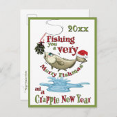 魚釣りおもしろいクリスマス – フィッシュメリースミスタントー ポストカード (正面/裏面)
