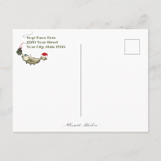 魚釣りおもしろいクリスマス – フィッシュメリースミスタントー ポストカード (裏面)