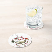 魚釣りおもしろいクリスマス – フィッシュメリースミスタントー ラウンドペーパーコースター (インサイチュ)