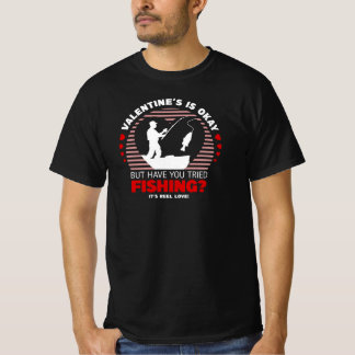 魚釣りおもしろいバレンタインのシャツ – It's Reel Love Tシャツ