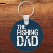 魚釣りおもしろいパパフィッシャーマンファーザーズデイ キーホルダー (正面)