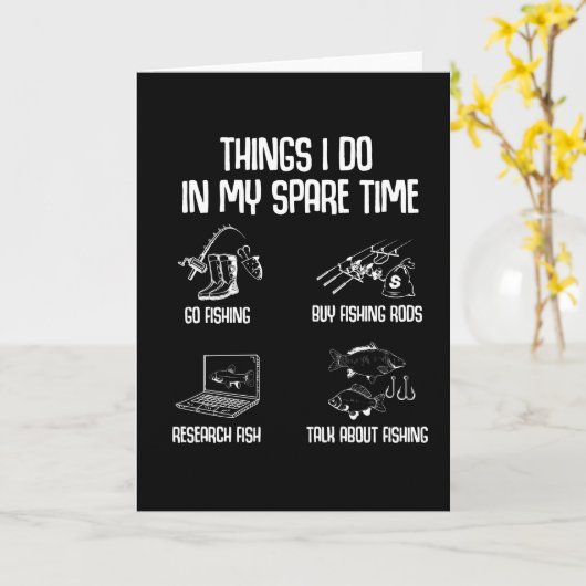 魚釣りおもしろいフィッシュフィッシャーマンことわざギフトアイディア カード (黄色い花)