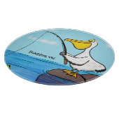 魚釣りおもしろいペリカン漫画 カッティングボード (角)