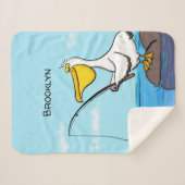 魚釣りおもしろいペリカン漫画 シェルパブランケット (正面(横))