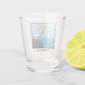 魚釣りおもしろいペリカン漫画 ショットグラス (裏面)