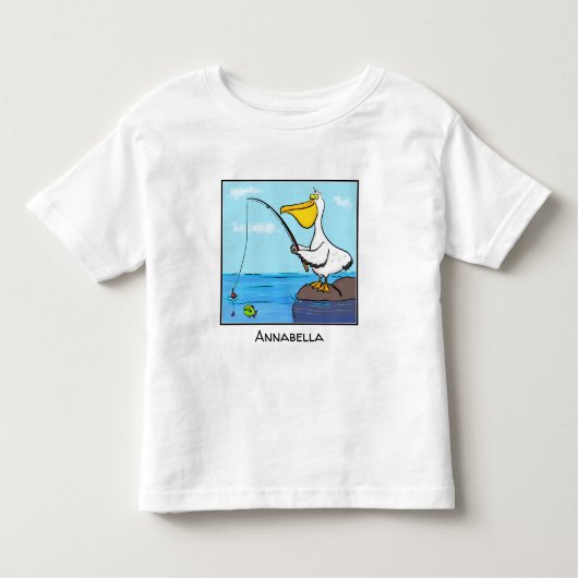 魚釣りおもしろいペリカン漫画 トドラーTシャツ (正面)