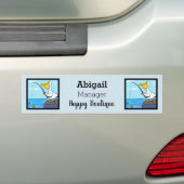 魚釣りおもしろいペリカン漫画 バンパーステッカー (車上)