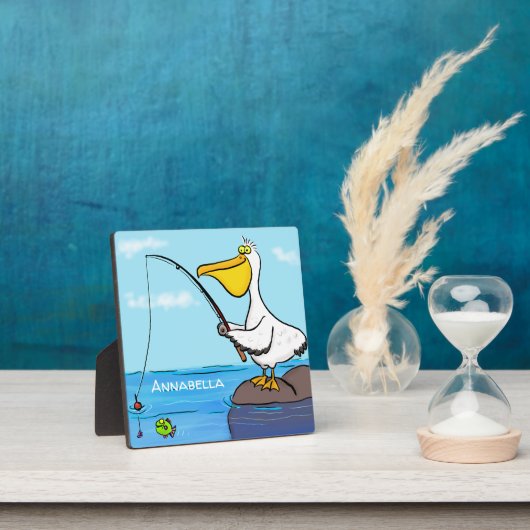 魚釣りおもしろいペリカン漫画 フォトプラーク (インサイチュ)