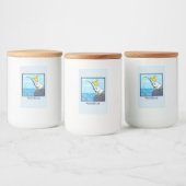 魚釣りおもしろいペリカン漫画 フードラベル (ボトル)