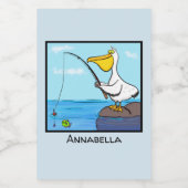 魚釣りおもしろいペリカン漫画 フードラベル (シングルラベル)