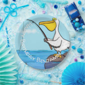 魚釣りおもしろいペリカン漫画 ペーパープレート (パーティー)