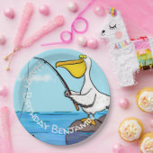 魚釣りおもしろいペリカン漫画 ペーパープレート (パーティー)