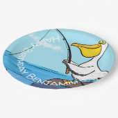 魚釣りおもしろいペリカン漫画 ペーパープレート (アングル)