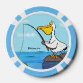 魚釣りおもしろいペリカン漫画 ポーカーチップ (裏面)