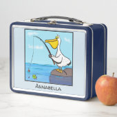 魚釣りおもしろいペリカン漫画 メタルランチボックス (インサイチュ)