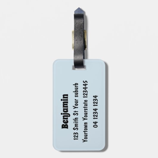 魚釣りおもしろいペリカン漫画 ラゲッジタグ (裏面縦)