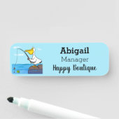 魚釣りおもしろいペリカン漫画 名札 (インサイチュ)