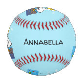 魚釣りおもしろいペリカン漫画 野球ボール (裏面)