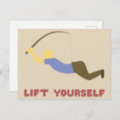 魚釣りおもしろいポールで身を持ち続ける人 ポストカード (正面/裏面)