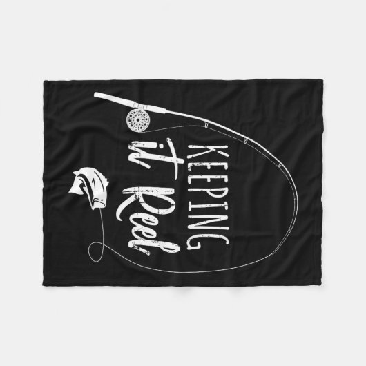 魚釣りおもしろいポール保のItリールのジョークのギフト フリースブランケット (正面(横))