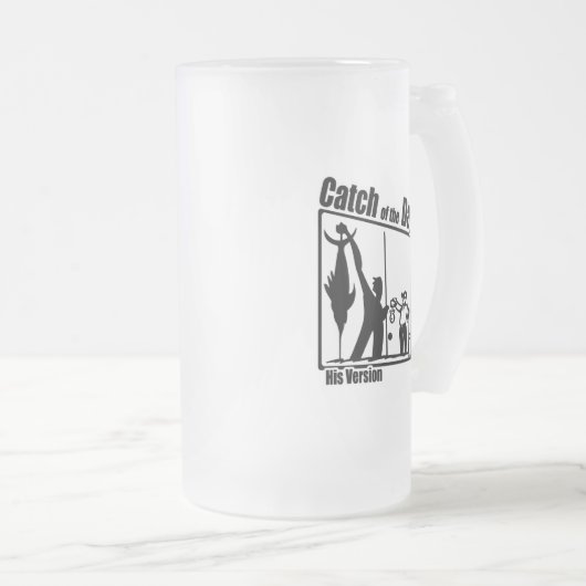 魚釣りおもしろいマグ魚釣りユーモア魚釣りキャッチ フロストグラスビールジョッキ (正面右)