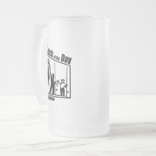 魚釣りおもしろいマグ魚釣りユーモア魚釣りキャッチ フロストグラスビールジョッキ (正面左)