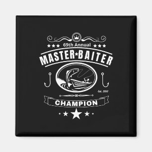 魚釣りおもしろいマスターイターチャンピオンメンズギフト マグネット