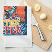 魚釣りおもしろいマスターバイター キッチンタオル (四つ折り)