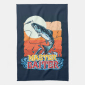 魚釣りおもしろいマスターバイター キッチンタオル (縦)