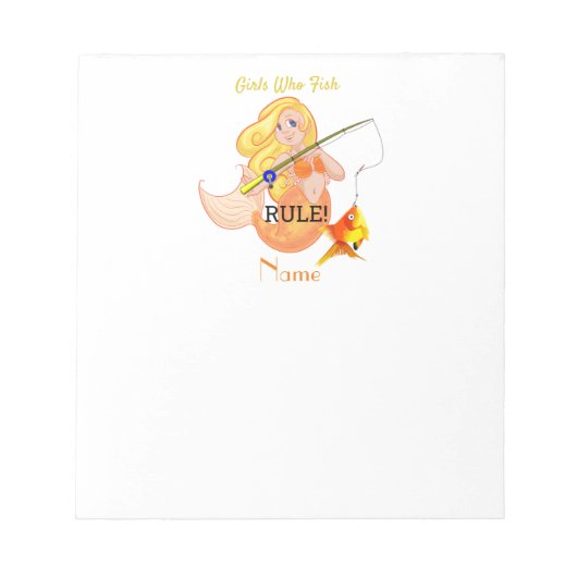 魚釣りおもしろいマーメイドガールサンダー_コーブ ノートパッド (正面)