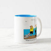 魚釣りおもしろいユーモアのマグギフト ツートーンマグカップ (正面右)